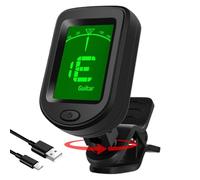 Clip en guitarra sintonizador, recargable bajo sintonizador con pantalla LCD digital, 360 grados de rotación de diseño de clip, afinación de herramienta para instrumentos de cadena, Lightweight, 1,18