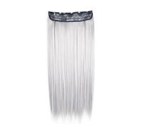 Clip en una sola pieza Extensión de cabello sintético ondulado Largo liso Sintético Color negro gris Postizos grises Wear and Go(Grey hair)