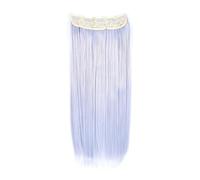 Clip en una sola pieza Extensión de cabello sintético ondulado Largo liso Sintético Color negro gris Postizos grises Wear and Go(Purple)