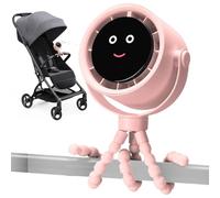 Clip Fan Stroller Mount, Portable Battery Operated Air Cooler, Small Cooling Fan with LCD Display for Crib Car Seat Bike Treadmill Travel, Baby Essentials for Beach Outings Indoor Naps Outdoor Comfort