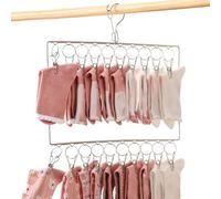 Clip Hangers - Stainless Rack, Anti Slip Design for Storage, Metal Organizer with Adjustable Layers, Closet Accessories Space Saving, Multi Garment Holding Laundry Use