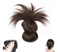 Clip-in feather bun wig, Hgyugrf messy bun hairpiece, messy bun clip-in hairpiece. suitable for daily wear (Light Brown,1PCS)