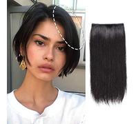 Clip in Hair Extension 100% Real Remy Human Hair Double Weft One Piece Short Wiglets Hair Pieces for Thinning Hair Easy Application Invisible Hairpin Add Hair Volume Length Fluffy 10 Inch #1B Black