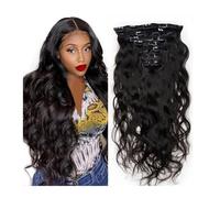 Clip In Hair Extensions Real Human Hair,Body Wave Hair Extension Brazilian Remy Hair 8Pcs With 20Clips Double Wefts Thick and Softt Easy Installation and Removal(8inches)
