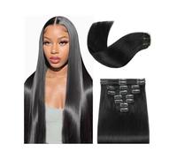 Clip in Human Hair Extensions for Women,8pcs/Set with 18 Clips Double Lace Weft,120 g,Soft Natural Extensiones de Cabello(24 Inches)