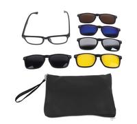 Clip magnético en Gafas de Sol, Franco Rectangular de Marco Nocturno con anteojos para Hombres y Mujeres 5 Clips Intercambiables