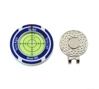 Clip magnético portátil para sombrero de golf con marcador de pelota y nivel integrado para mejorar la evaluación de la pendiente del campo de golf (azul y verde)