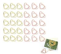 Clip Memo Corazón Metal, 30 Piezas Clip Mesa Porta Corazón Metal, Memo Holder Metal, Soporte Marcador de posición Metal Forma Corazón, Marcador de posición Metal, para Boda, Restaurante, Escuela