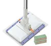 Clip Mop - Hands Free Floor Cleaner, Long Handle Dust Mop, Washable Pads