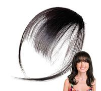 Clip On Bangs For Women - Real Human Hair Average Size | Clip In Bangs Wig, Natural Hair Bang With Temples Hairs Extensions, Everyday Fringe Hairpiece For Photography Dating | Daily Wear