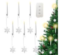 Clip On Candles - LED Light Tree Ornaments, 15 cm Fake Candles Warm Ornaments, 6 piezas Ambient Lighting Decorations | Christmas Decorations For Outdoor Window Fireplace Patio Yard Home Decor Party