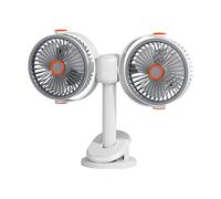 Clip on Fan - 5 Speed Attachable Cooling Blower | Double Head Clamp Desk Air Circulator, Portable Usb C Rechargeable Equipment | Quiet Clip Fan for Car Summer Travel Camping Outdoor Beach Festival