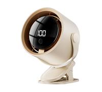 Clip On Fan, USB Rechargeable Car Fan, 100-Speed Quiet Motor, LED Display with Built-In Battery, Home Workplace Outdoor Use, 4.53x6.69x3.94 Inches, Cream Gray Color, 1 Piece
