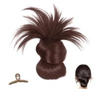 Clip-On Feathered Bun Wig, Hgyugrf Messy Bun Hair Piece, Claw Clip Messy Buns Hair Piece, Increase Hair Volume Easily, Wig Bun Hair Extensions For Women With Thinning Hair (Brown)