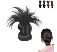 Clip On Feathered Bun Wig, Hgyugrf Messy Bun Hair Piece, Messy Buns Clip in Hair Piece, Soft Hairs Buns for Women Daily Wear (Negro)