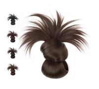 Clip-On Feathered Bun Wig,Messy Bun Hair Piece, Messy Buns Clip in Hairs Piece, Soft Hairs Buns for Women Daily Wear (Light Drown)