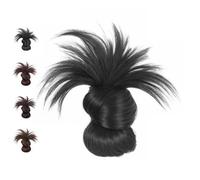 Clip-On Feathered Bun Wig,Messy Bun Hair Piece, Messy Buns Clip in Hairs Piece, Soft Hairs Buns for Women Daily Wear (Black)