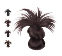 Clip-On Feathered Bun Wig,Messy Bun Hair Piece, Messy Buns Clip in Hairs Piece, Soft Hairs Buns for Women Daily Wear (Brown-Black)
