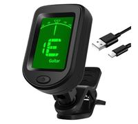 Clip On Guitar Tuner, Rechargeable Bass Tuner With Digital LCD Display, Rotating Tuning Tool, High Precision Calibration,1.18x1.77x1.77 Inches, For Guitar, Ukulele, Banjo,violin