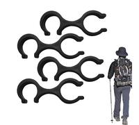 Clip para bastón de trekking, 2,28 x 0,87 x 0,31 pulgadas, juego de 4 pinzas para bastón, clip de 8 formas para bastones de senderismo, abrazadera de almacenamiento de repuesto para camping y