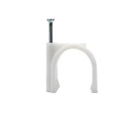 Clip Para Cable Con Clavo 100 Uds Clips de Cable 12/14/16/20/22/25/30/40mm abrazadera acero redondo blanco hebilla línea fijación tornillo colgante pared(20mm)