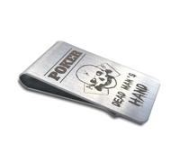 Clip para dinero, elegante y noble de acero inoxidable cepillado. Muchos diseños grabados diferentes, plata, Poker Dead Man's Hand