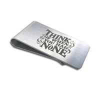 Clip para dinero, elegante y noble de acero inoxidable cepillado. Muchos diseños grabados diferentes, plata, Piensa cuando no tienes nada
