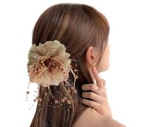 Clip para el pelo de flores, clip para el pelo para mujeres, pin de garras de flores de capullo con barrita no deslizante con borlas de perlas | para el pelo para cubrir para las pinzas boho para el