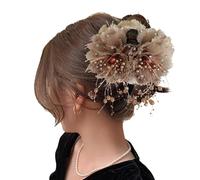 Clip para el pelo de flores para mujeres, clip para el pelo de flores artificial,Pin de garras de flores de capullo con barrita no deslizante con borlas de perlas - para el pelo para cubrir para las