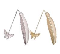 Clip para libros, marcapáginas, Pack Of 2 Metal Feather Bookmark With Butterfly Pendant Glow In The Dark Silver 4.53 inches