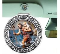 Clip para Parasol de Coche St. Christopher, Pack de 2 Medallas Saint Christopher para Parasol de Coche, Patrón de los Viajeros, Regalo de Protección para Conductores y Seres Queridos