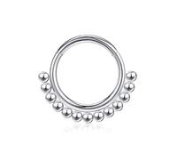 Clip para Piercing de Nariz Acero con Bola Dorada, Clicker Joyerí a Falsa QuirúRgica, para PuñOs, Aro en El CartíLago Del Trago(Silver,16G 1.2 * 10mm)