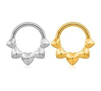 Clip para Piercing de Nariz con Corazones 3d, Clicker, JoyeríA Falsa Acero QuirúRgico para PuñOs, Aro en El CartíLago Del Trago(Gold)