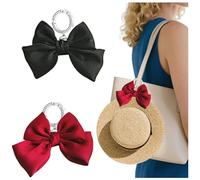 Clip para sombrero de viaje, Manos libres sombrero clip para señoras bolso niños adultos Clip para sombrero con lazo negro y rojo Sujeta sombreros portátil para bolso de viaje mochila equipaje