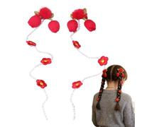 Clip Para Trenzas Del Cabello - Un Par De Horquillas Florales Para Peinados | Pinzas De Pelo Con Borlas De Flores | Para Escuela Citas Desplazamiento Disfraz Adolescentes Damas Novia Hermanas