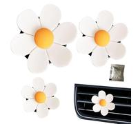 Clip para ventilación de coche con diseño de margaritas y flores, 3 piezas de decoración para la introducción de aire, accesorios duraderos para coche, perfume decorativo para coche de flores