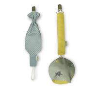 Clip protector y soporte para chupete, hecho a mano, ultra duradero con funda, paquete de 2, 100% algodón, seguro y elegante esencial para bebés