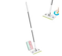 Clip Wischmopp mit rotierendem Kopf - Flachmopp Staubwischer mit 2 waschbaren Mikrofaser Pads, Bodenwischer für Küche Bad Fliesen Wohnung Schlafzimmer, geeignet für Decke Auto, entfernt Tierhaare