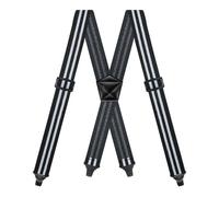 Clip Yeah Suspenders for Men Heavy Duty 1.6 Inch Wide Airport Friendly Hidden Suspenders with 4 Plastic Gripper Clasps Adjustable Elastic Braces for Casual Work X-Back Stripes Black White Stripes
