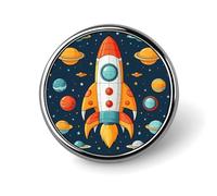 Clipart de cohete, nave espacial, botones redondos, insignias de moda, lindos broches de solapa para sombreros, para mujeres y hombres, divertidos broches para mochilas, bolsos, trajes, accesorios, ge