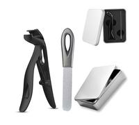 Clipdoc Max Nail Clippers, Clipdoc Max Toe Nail Clippers, Wide-Mouth Splash-Proof Angled Nails Clipper, Upgraded Large-Size Toe Nails Clipper With Long Handle (Black,B Sat)