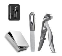 Clipdoc Max Toe Nail Clipper, Clip Doc Max Nail Clipper, Clipdocmax Toenail Clippers for Senior, Wide Jaw Opening Anti-Splash Stainless Steel Slanted Nails Clippers (Silver-A)