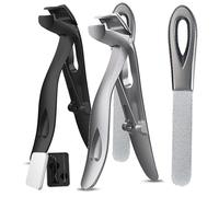 Clipdoc Max Toe Nail Clipper, Clip Doc Max Nail Clipper, Clipdocmax Toenail Clippers for Senior, Wide Jaw Opening Anti-Splash Stainless Steel Slanted Nails Clippers (Black+Silver-A)