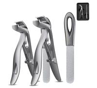 Clipdoc Max Toe Nail Clipper, Clip Doc Max Nail Clipper, Clipdocmax Toenail Clippers for Senior, Wide Jaw Opening Anti-Splash Stainless Steel Slanted Nails Clippers (Silver-A*2)