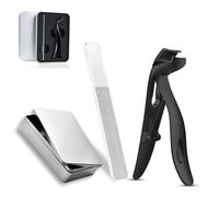 Clipdoc Max Toe Nail Clipper, Clip Doc Max Nail Clipper, Clipdocmax Toenail Clippers for Senior, Wide Jaw Opening Anti-Splash Stainless Steel Slanted Nails Clippers (Black-B)