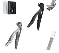 Clipdoc Max Toe Nail Clipper, Clip Doc Max Nail Clipper, Clipdocmax Toenail Clippers for Senior, Wide Jaw Opening Anti-Splash Slanted Nails Clippers, Angled Head for Seniors (Silver+Black)