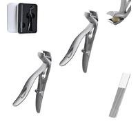 Clipdoc Max Toe Nail Clipper, Clip Doc Max Nail Clipper, Clipdocmax Toenail Clippers for Senior, Wide Jaw Opening Anti-Splash Slanted Nails Clippers, Angled Head for Seniors (Silver*2)