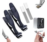 Clipdoc Max Toe Nail Clipper, Clip Doc Max Toe Nail Clippers, Wide Jaw Opening Anti-Splash Slanted Nail Clipper, Toenail Clipper for Thick Nails (Black*2)