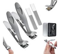 Clipdoc Max Toe Nail Clipper, Clip Doc Max Toe Nail Clippers, Wide Jaw Opening Anti-Splash Slanted Nail Clipper, Toenail Clipper for Thick Nails (Silver*2)