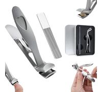 Clipdoc Max Toe Nail Clipper, Clip Doc Max Toe Nail Clippers, Wide Jaw Opening Anti-Splash Slanted Nail Clipper, Toenail Clipper for Thick Nails (Silver)